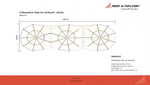 Riesenhut Tipi 3er Verbund Reihe Skizze